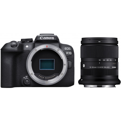 Canon EOS R10 + Sigma 18-50mm, black