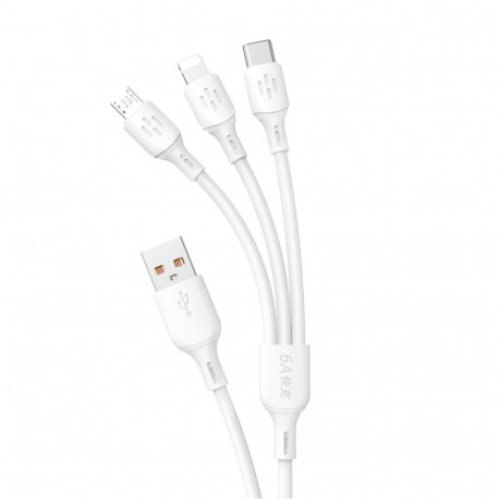 Dudao Dudao L8A-3in1 USB-A - USB-C / micro USB / Lightning 480Mb/s Cable 1.2m - White