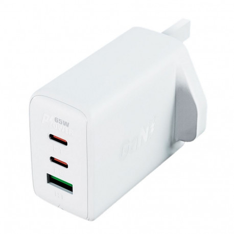 Acefast Acefast charger GaN 65W 3 ports (1xUSB, 2xUSB C PD) UK plug white (A44)