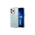 Guess Guess Gold Outline Translucent MagSafe case for iPhone 13 Pro / iPhone 13 - blue