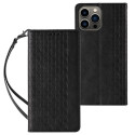 Hurtel Magnet Strap Case for Samsung Galaxy S23 Ultra Flip Wallet Mini Lanyard Stand Black