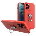 Hurtel Ring Case silicone case with a finger grip and a stand for Samsung Galaxy S22 red