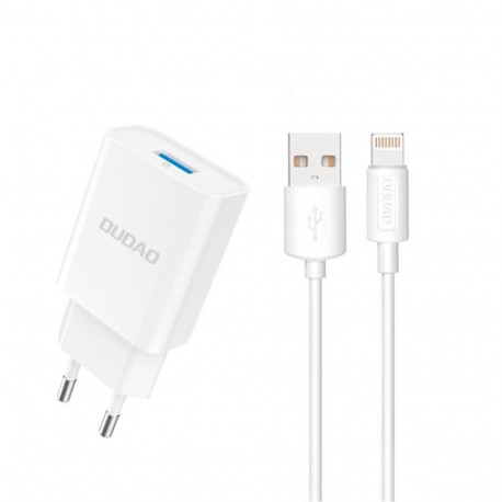 Dudao Dudao A4EU USB-A 2.1A wall charger - white + USB-A - Lightning cable