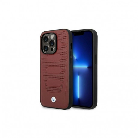 BMW Case BMW BMHMP14X22RPSR iPhone 14 Pro Max 6.7" Burgundy/burgundy Leather Seats Pattern MagSafe