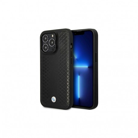 BMW Case BMW BMHMP14L22RFGK iPhone 14 Pro 6.1" black/black Leather Diamond Pattern MagSafe
