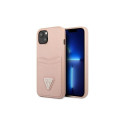 Guess Guess GUHCP13SPSATPP iPhone 13 mini 5,4 "pink / pink hardcase SaffianoTriangle Logo Cardslot