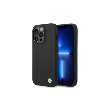 BMW BMW Silicone Metal Logo Case for iPhone 14 Pro - Black