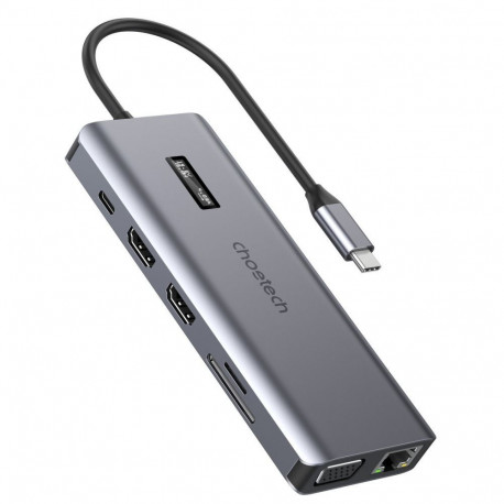 Choetech Choetech multifunctional HUB with display 12in1 USB-C to USB-C / USB-A / HDMI / VGA / AUX /