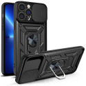 Hurtel Hybrid Armor Camshield case for iPhone 13 Pro armored case with camera cover black
