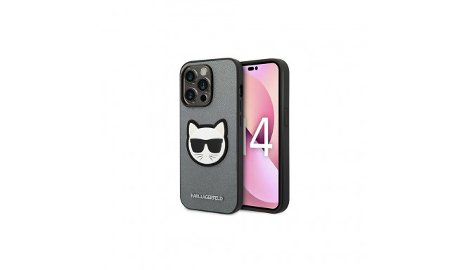 Karl Lagerfeld Karl Lagerfeld Saffiano Choupette Head Patch case for iPhone 14 Pro - silver