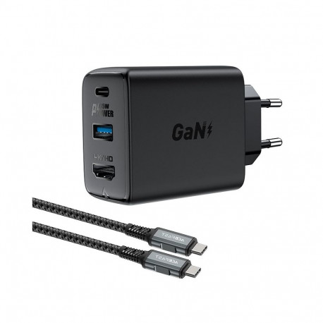 Acefast Acefast 2in1 charger GaN 65W USB Type C / USB, adapter HDMI adapter 4K 60Hz (set with cable)