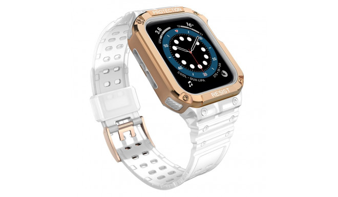 Hurtel Protect Strap Band for Apple Watch 38/40/41mm Armored Case Strap - Transparent, Rose Gold