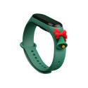 Hurtel Strap Xmas for Xiaomi Mi Band 3 / 4 Christmas Silicone Strap Bracelet with Bell - Dark Green