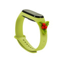 Hurtel Strap Xmas for Xiaomi Mi Band 3 / 4 Christmas Silicone Strap Bracelet with Holly - Green