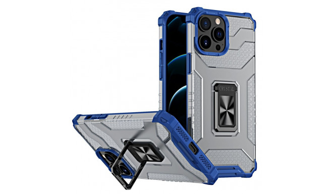 Hurtel Crystal Ring Case Kickstand Tough Rugged Cover for iPhone 12 Pro Max blue