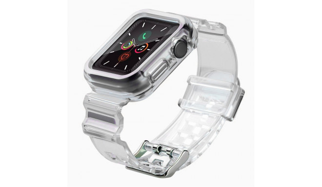 Hurtel Silicone Band Strap Bracelet Case Strap Light Set for Apple Watch 38mm - Black