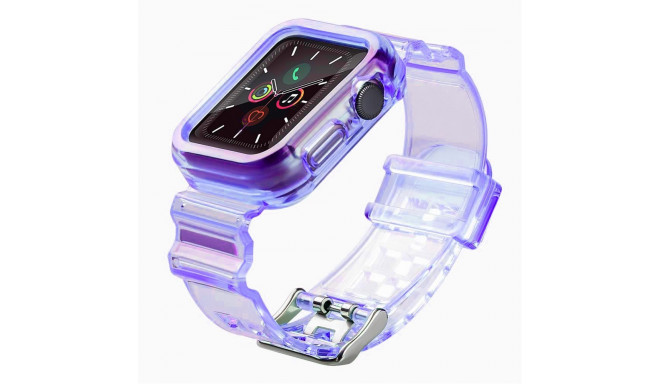 Hurtel Silicone Band Strap Bracelet Case Strap Light Set for Apple Watch 40mm - Purple