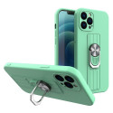 Hurtel Ring Case silicone case with finger grip and stand for iPhone 12 Pro Max mint