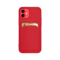 Hurtel Card Case Silicone Wallet Case with Card Slot Documents for Samsung Galaxy A22 4G Red