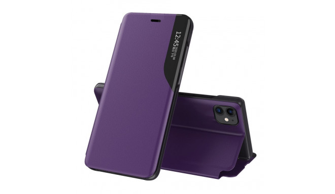 Hurtel Eco Leather View Case elegant bookcase type case with kickstand for iPhone 13 mini purple