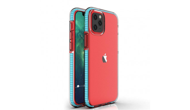 Hurtel - Spring Case clear TPU gel protective cover with colorful frame for iPhone 13 mini light blu