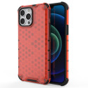 Hurtel Honeycomb Case armor cover with TPU Bumper for iPhone 13 Pro Max red
