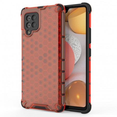 Hurtel Honeycomb Case armor cover with TPU Bumper for Samsung Galaxy A42 5G red