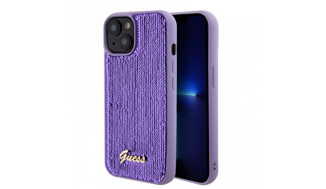 Guess - Guess Sequin Script Logo Case for iPhone 15 Purple