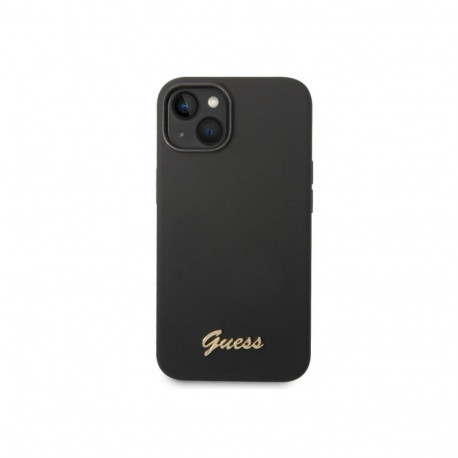 Guess Apple iPhone 14 Plus Liquid Silicone Metal Logo Case Black
