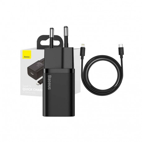 Baseus Baseus Super Si Quick Charger 1C 20W with USB-C cable for Lightning 1m (black)