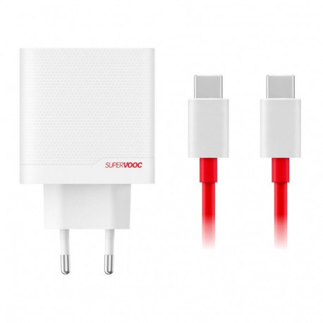- OnePlus SUPERVOOC 80W GaN Dual USB-A + USB-C Travel Charger + USB-C/USB-C Cable White