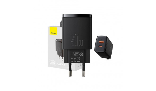 Baseus Baseus Compact Quick Charger, USB, USB-C, 20W (black)