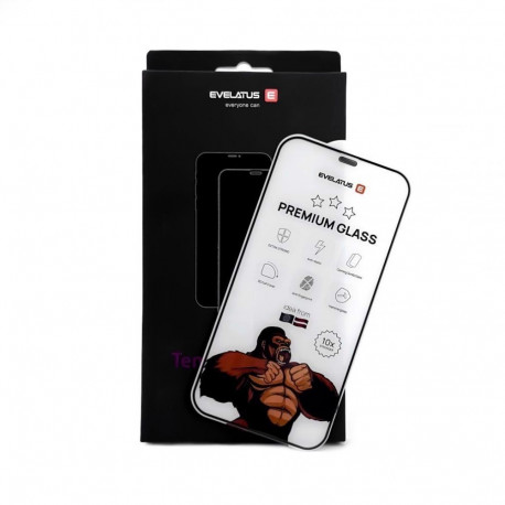 Evelatus Apple iPhone 16 Pro / 17 Corning Gorilla Glass Anti-Static 3D Full Cover 10X Stronger Black