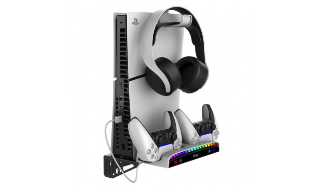 - iPega P5S011 Wall Mount Stand for PS5/PS5 Slim with Dual Charger Dock for PS5 Controller