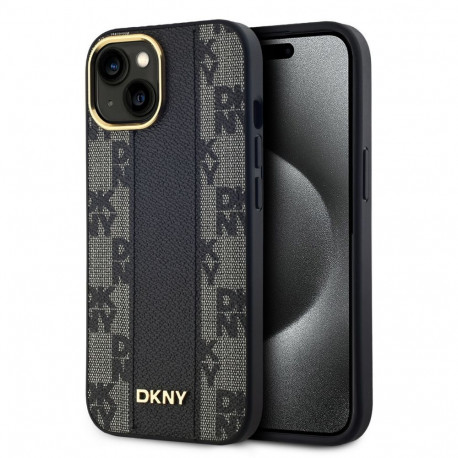 DKNY Apple DKNY PU Leather Checkered Pattern Magsafe Case for iPhone 15 Black