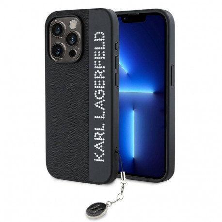 Karl Lagerfeld Apple Karl Lagerfeld PU Saffiano Rhinestone Charm Case for iPhone 15 Pro Max Black