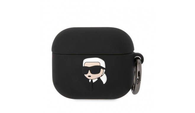 Karl Lagerfeld - Karl Lagerfeld 3D Logo NFT Karl Head Silicone Case for AirPods 3 Black