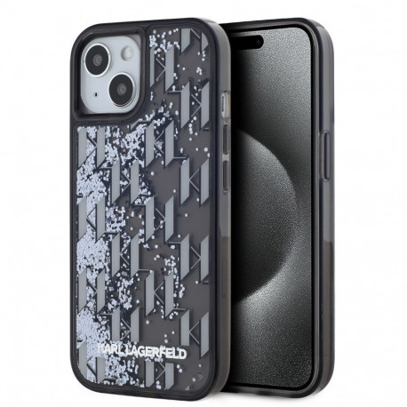 Karl Lagerfeld Apple Karl Lagerfeld Liquid Glitter Monogram Gradient Case for iPhone 15 Black