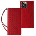 Hurtel - Magnet Strap Case Case for iPhone 13 Pro Max Pouch Wallet + Mini Lanyard Pendant Red