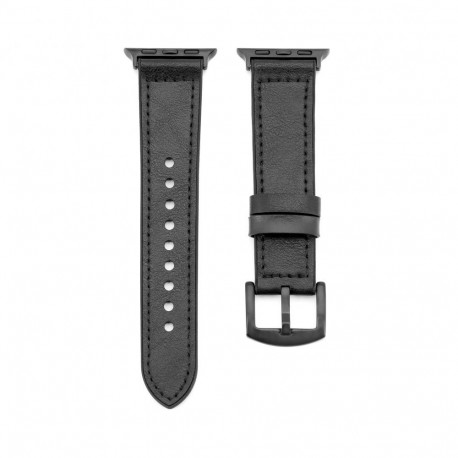 Connect Watch 42/44/45mm Silicone patch Leather Watch Strap (132mm M/L) Black