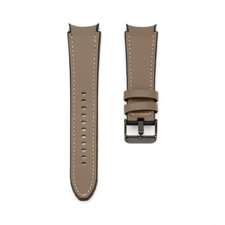 Connect 20mm Silicone Patch Leather Watch Strap (130mm M/L) Taupe