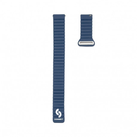 Connect 20mm Flat head Leather - Silicone Loop Magnetic Watch Strap (130mm M/L) Midnight Blue