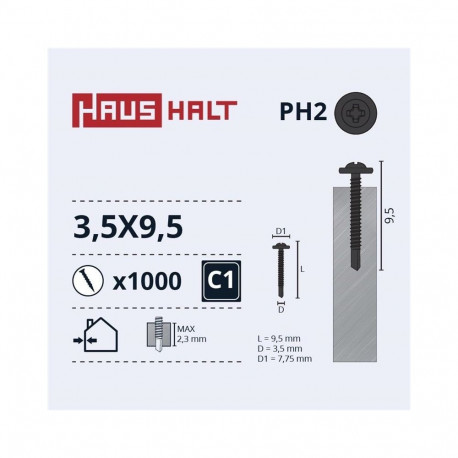 SELF SCREW 3,5X9,5 MET/MET PHO+DRI(1000)