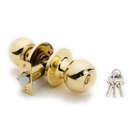 DOOR KNOB LOCK 607 PB 3 KEYS POLISH BRAS