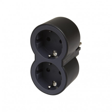 MOP SCH 2X2P+E FRONT OUTLETS BLACK