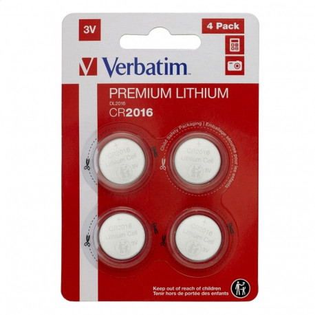 Verbatim Batteries LITIHIUM CR2016 blister x4 49531