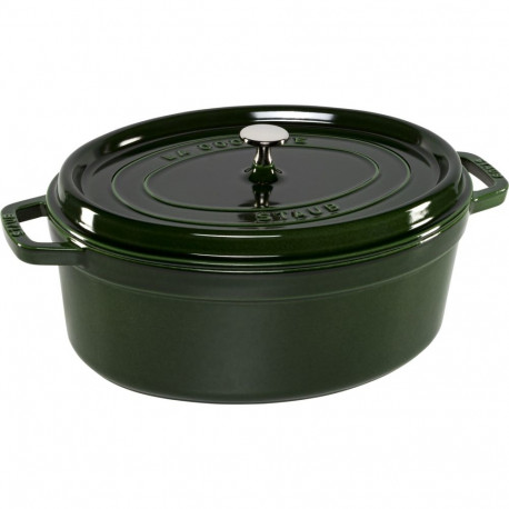 Staub malmpott La Cocotte 33cm ovaalne, basiilikuroheline