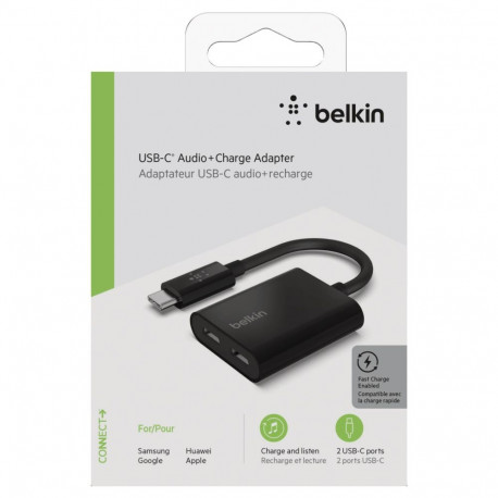Belkin RockStar Connect USB-C Audio + Charge adapter black