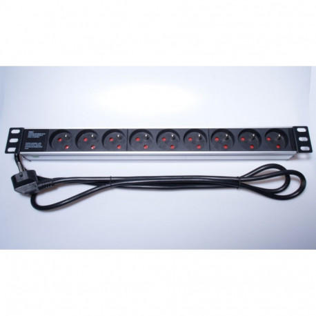PremiumCord Power distribution Unit 1U for 19" Rack, 9x230V, 2m cable