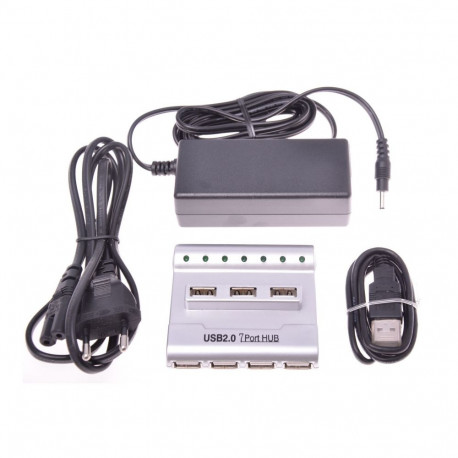 PremiumCord USB 2.0 HUB 7-port with power adapter